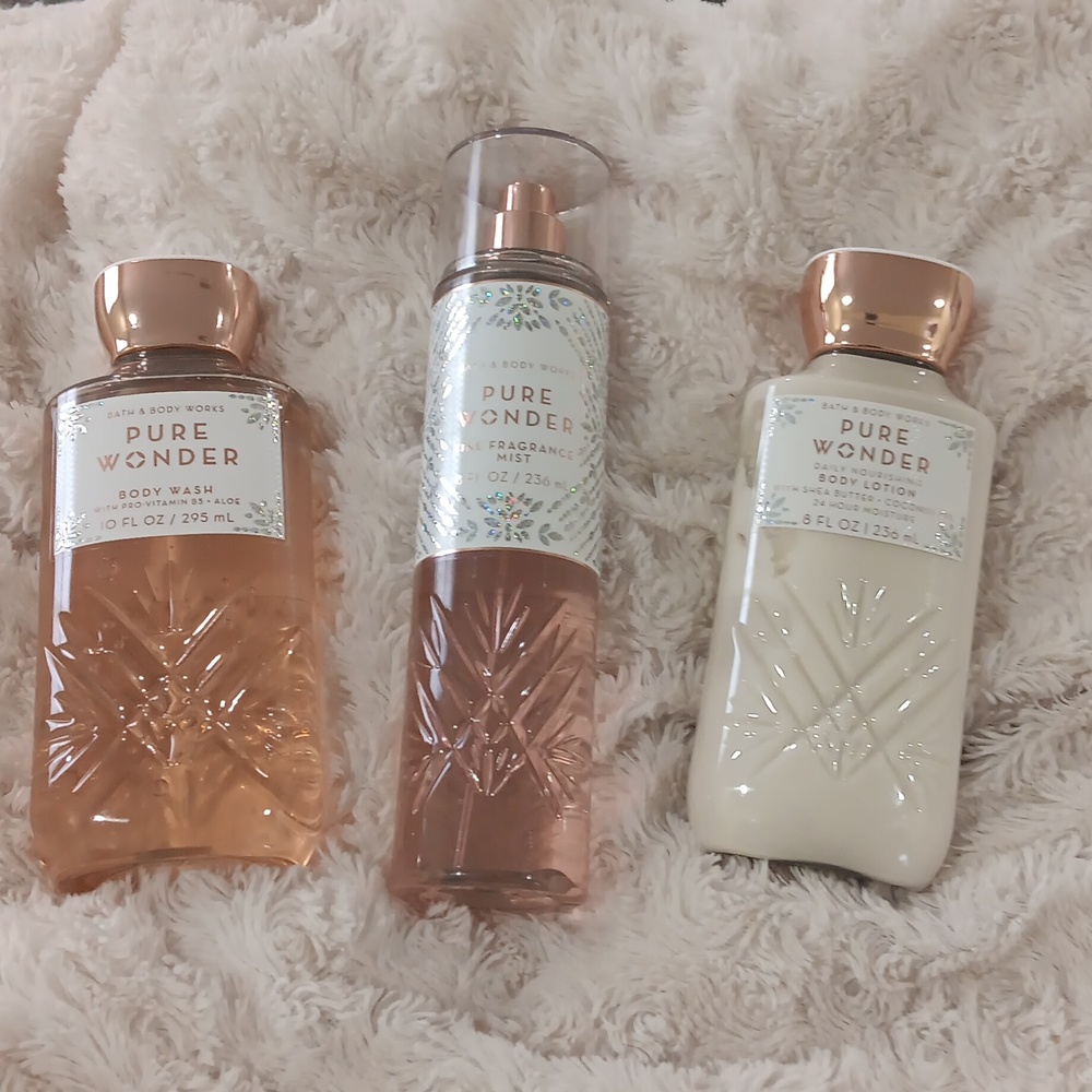 BBW PURE WONDER Body Wash, Fine Fragrance Mist, and Body Lotion